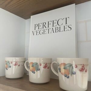 Corningware Cream Mugs with Peach & Berry Motif - Set of 3